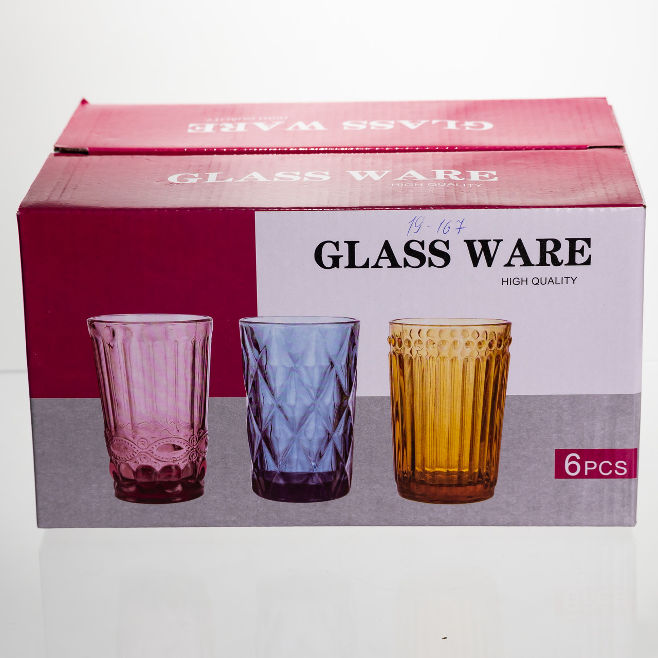 Набір скляних склянок 6 штук 350 мл для лимонадів соку води коктейлів склянки скляні для напоїв HP-19-167 - Зображення 4