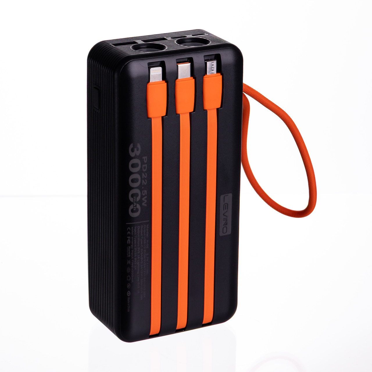 Повербанк зі швидким заряджанням та 3 шнурами 30000 mAh портативний зарядний пристрій powerbank заряджання для телефона HP-N56 - Зображення 3