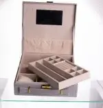 Скринька для прикрас з еко шкіри 2 яруси Сірий HP-5-35G - Зображення 3