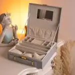 Скринька для прикрас з еко шкіри 2 яруси Сірий HP-5-35G - Зображення 9