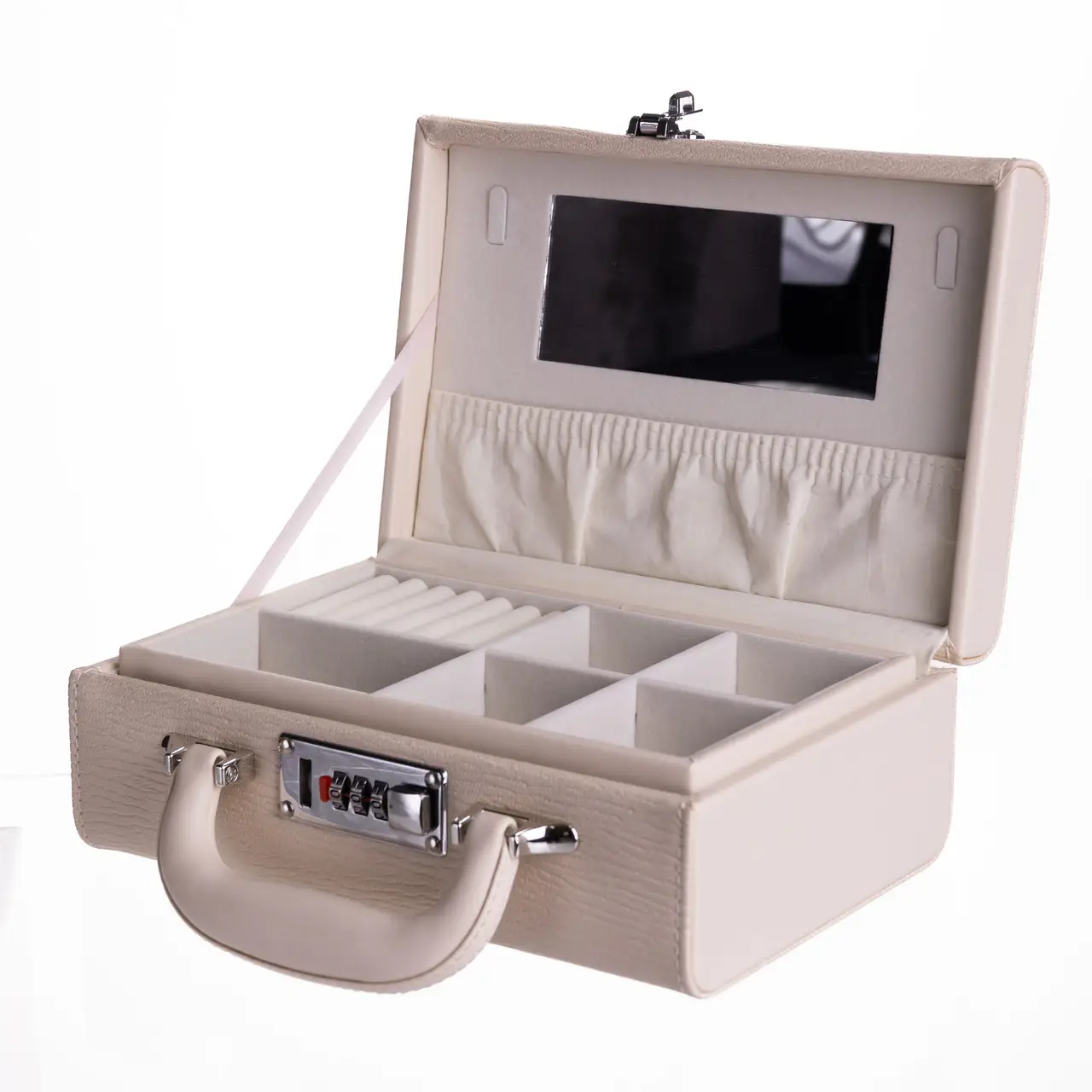 Скринька для прикрас з еко шкіри 2 яруси з кодовим замком Бежевий HP-5-24BE - Зображення 3