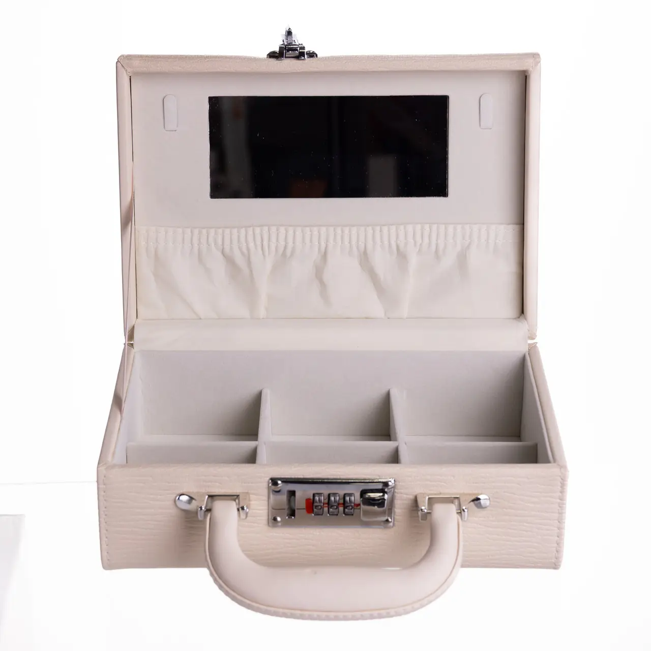 Скринька для прикрас з еко шкіри 2 яруси з кодовим замком Бежевий HP-5-24BE - Зображення 6