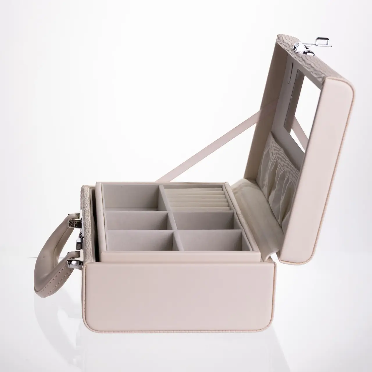 Скринька для прикрас з еко шкіри 2 яруси з кодовим замком Бежевий HP-5-24BE - Зображення 8