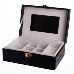 Скринька для прикрас з еко шкіри 10 відділень з дзеркалом 20×14×8 см Чорний HP-5-19B - Зображення 3