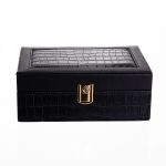 Скринька для прикрас з еко шкіри 10 відділень з дзеркалом 20×14×8 см Чорний HP-5-19B - Зображення 6