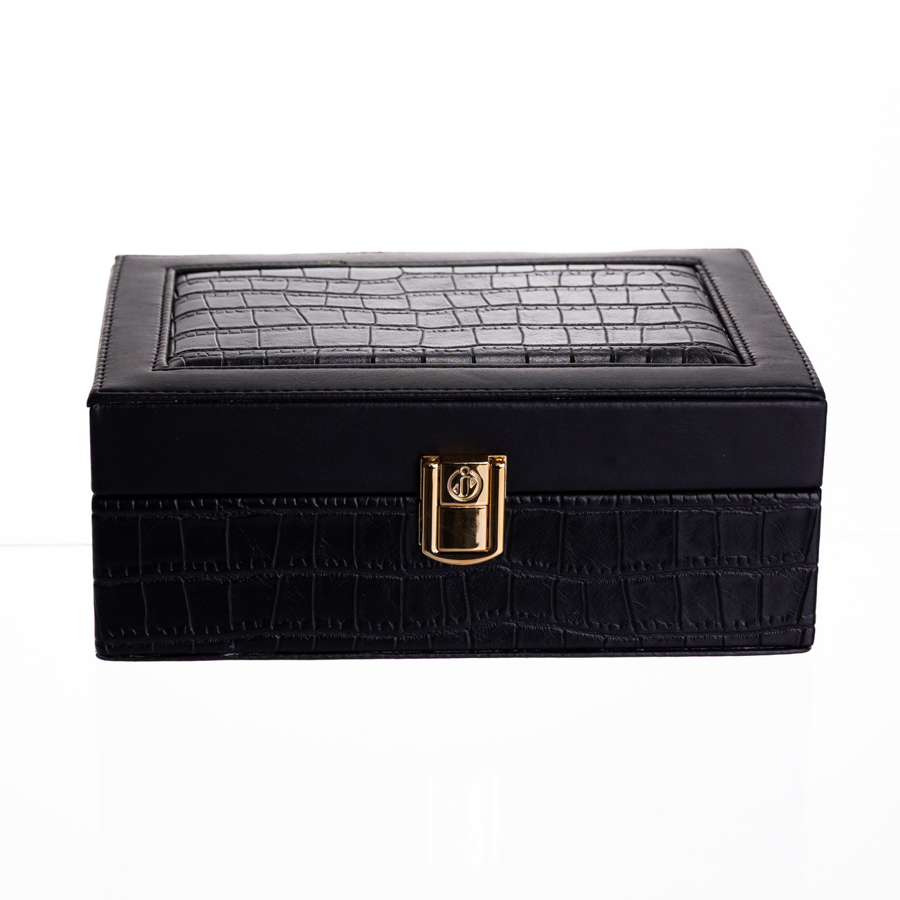 Скринька для прикрас з еко шкіри 10 відділень з дзеркалом 20×14×8 см Чорний HP-5-19B - Зображення 6