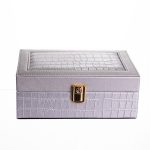 Скринька для прикрас з еко шкіри 10 відділень з дзеркалом 20×14×8 см Сірий HP-5-19G - Зображення 5