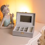 Скринька для прикрас з еко шкіри 10 відділень з дзеркалом 20×14×8 см Сірий HP-5-19G - Зображення 6