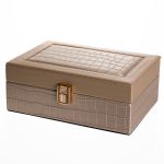 Скринька для прикрас з еко шкіри 10 відділень з дзеркалом 20×14×8 см Золотистий HP-5-19GOLD - Зображення 3