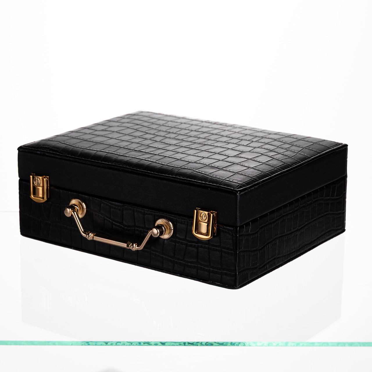 shkatulka_dlya_ukrasheniy_iz_eko_kozhi_19_otdeleniy_s_zerkalom_23_5_14_8_sm_organayzer_dlya_ukrasheniy_chernyy Скринька для прикрас з еко шкіри 19 відділень з дзеркалом 23.5×14×8 см Чорний HP-5-20B - Зображення 1