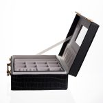 Скринька для прикрас з еко шкіри 19 відділень з дзеркалом 23.5×14×8 см Чорний HP-5-20B - Зображення 6