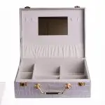 Скринька для прикрас з еко шкіри 19 відділень з дзеркалом 23.5×14×8 см Сірий HP-5-20G - Зображення 3