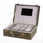 Скринька для прикрас з еко шкіри 19 відділень з дзеркалом 23.5×14×8 см Зелений HP-5-20GR - Зображення 3