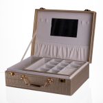 Скринька для прикрас з еко шкіри 19 відділень з дзеркалом 23.5×14×8 см Золотистий HP-5-20GOLD - Зображення 2