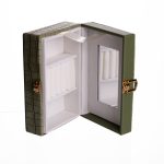 Скринька для прикрас з еко шкіри 3 відділення з дзеркалом 16×10×6 см Зелений HP-5-18GR - Зображення 4