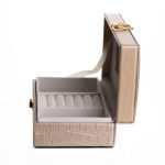 Скринька для прикрас з еко шкіри 3 відділення з дзеркалом 16×10×6 см Золотистий HP-5-18GOLD - Зображення 5