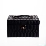 Скринька для прикрас з еко шкіри 3 яруси з дзеркалом органайзер для ювелірних виробів Чорний Yiwu HP-5-17B - Зображення 7