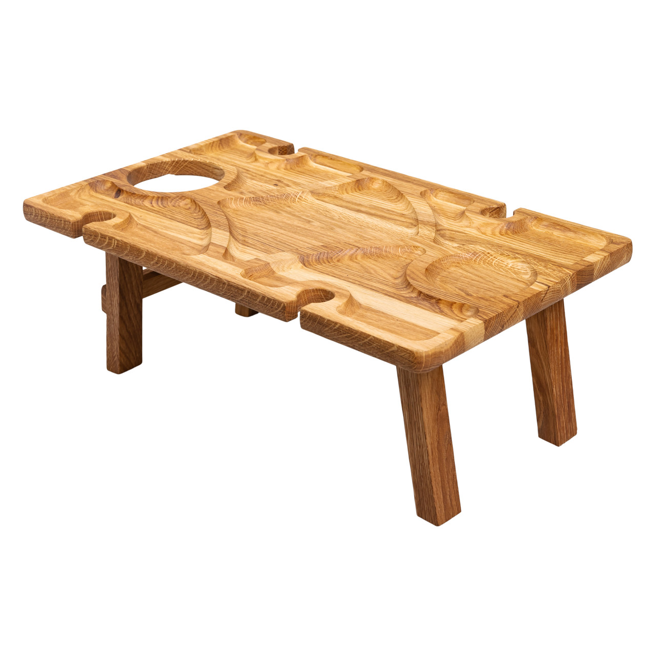 Винний столик-менажниця з дерева 50×30 см прямокутний на ніжках дуб BWS500180 - Зображення 1