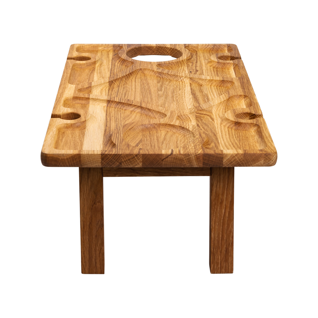 Винний столик-менажниця з дерева 50×30 см прямокутний на ніжках дуб BWS500180 - Зображення 2