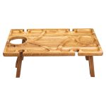 Винний столик-менажниця з дерева 50×30 см прямокутний на ніжках дуб BWS500180 - Зображення 3