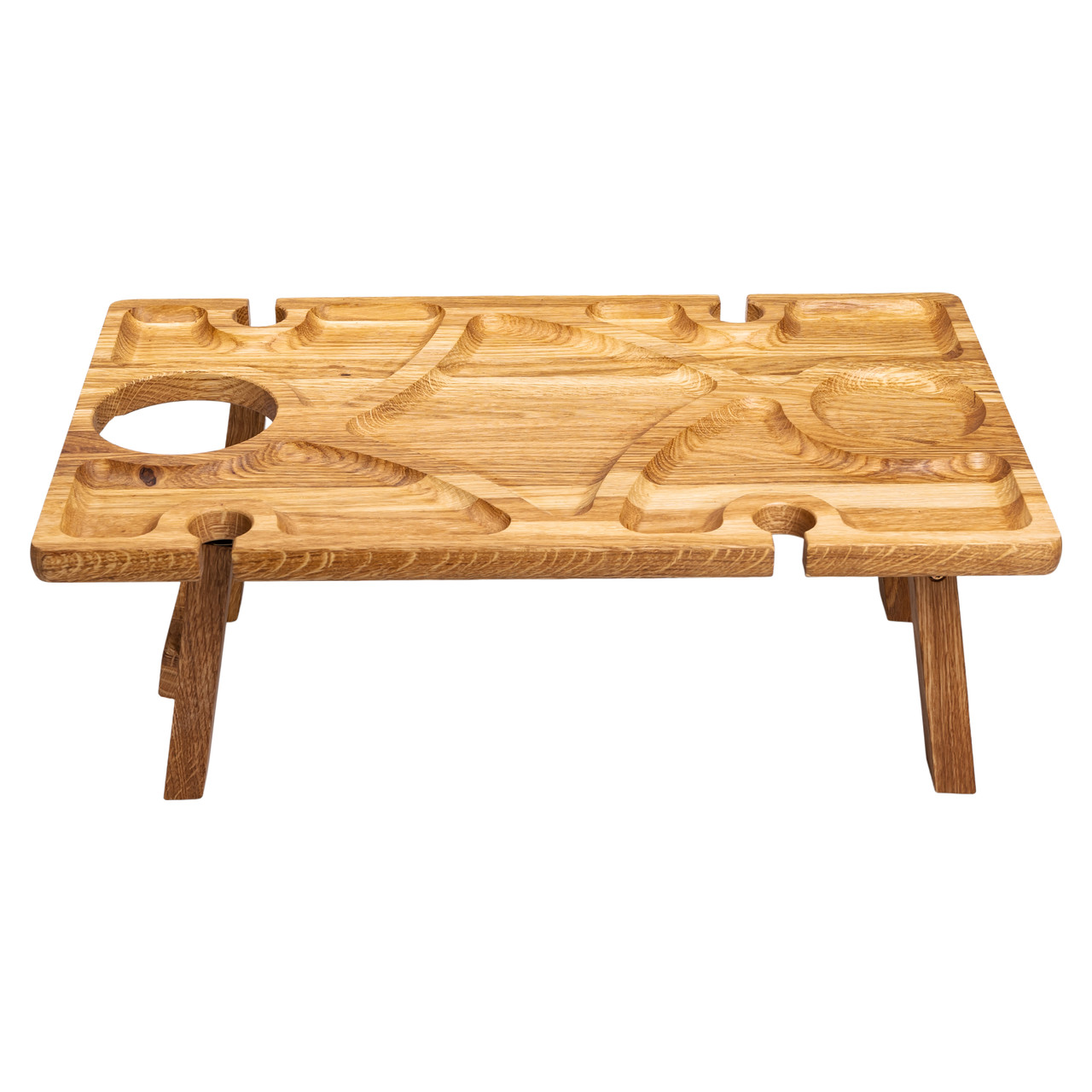 Винний столик-менажниця з дерева 50×30 см прямокутний на ніжках дуб BWS500180 - Зображення 3