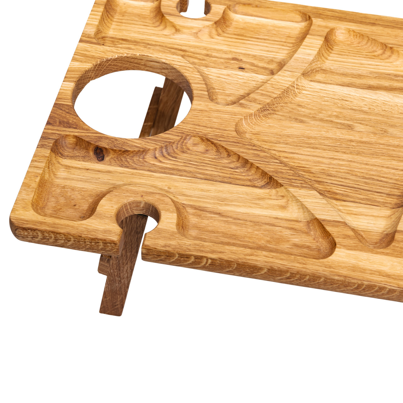 Винний столик-менажниця з дерева 50×30 см прямокутний на ніжках дуб BWS500180 - Зображення 4