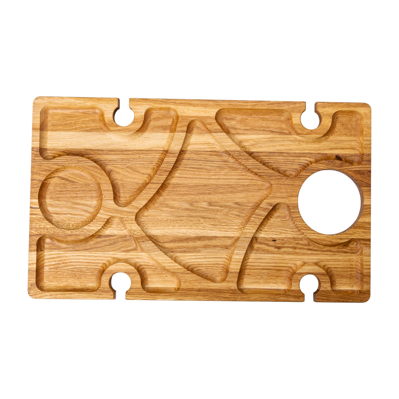 Винний столик-менажниця з дерева 50×30 см прямокутний на ніжках дуб BWS500180 - Зображення 5