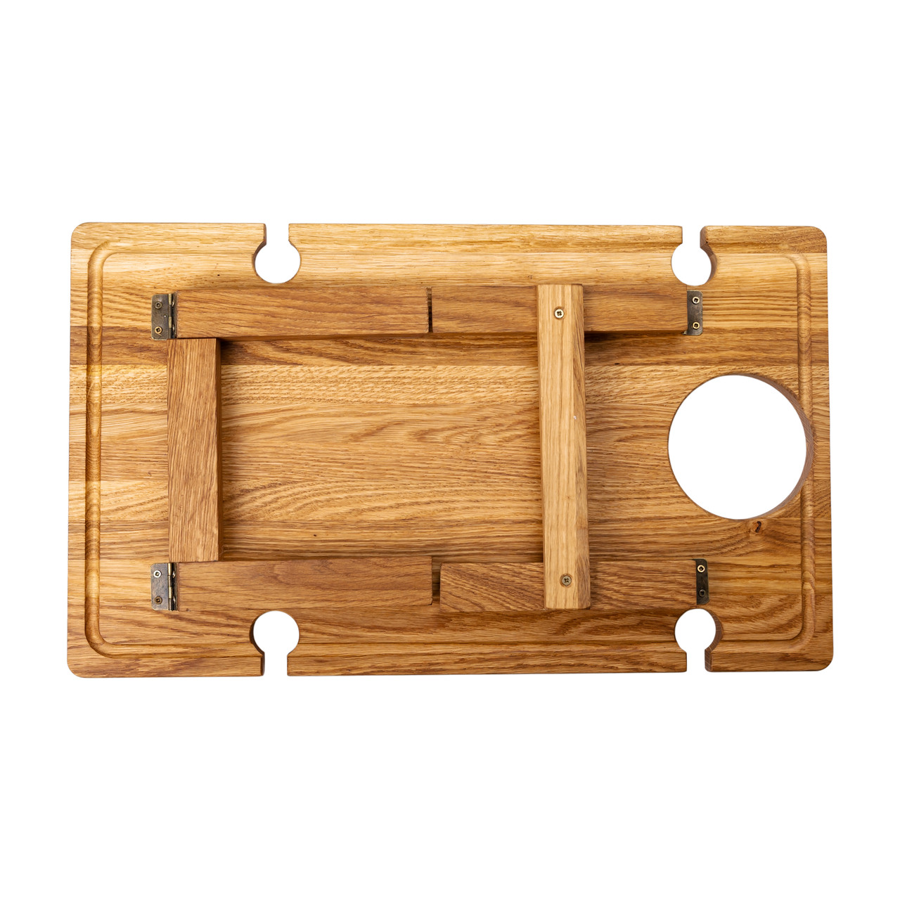 Винний столик-менажниця з дерева 50×30 см прямокутний на ніжках дуб BWS500180 - Зображення 6