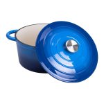 Набір чавунного посуду для приготування 3 каструлі та сковорода з емальованим покриттям Синій HP-1-8 - Зображення 7