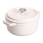 Каструля чавунна емальована 3 л з кришкою Ø24 см Бежева HP-1-3BE - Зображення 2