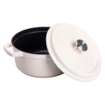 Каструля чавунна емальована 3 л з кришкою Ø24 см Бежева HP-1-3BE - Зображення 3