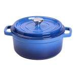 Каструля чавунна емальована 3 л з кришкою Ø24 см Синя HP-1-3BL