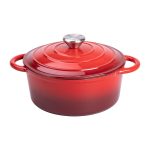 Набір чавунного посуду для приготування 3 каструлі та сковорода з емальованим покриттям Червоний HP-1-4 - Зображення 6