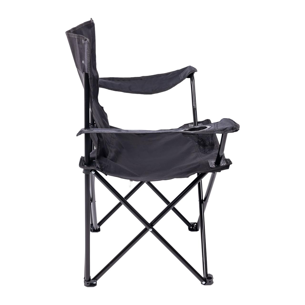 Розкладне туристичне крісло з підстаканником 50х80х80 см Чорне SJ-0014B - Зображення 3