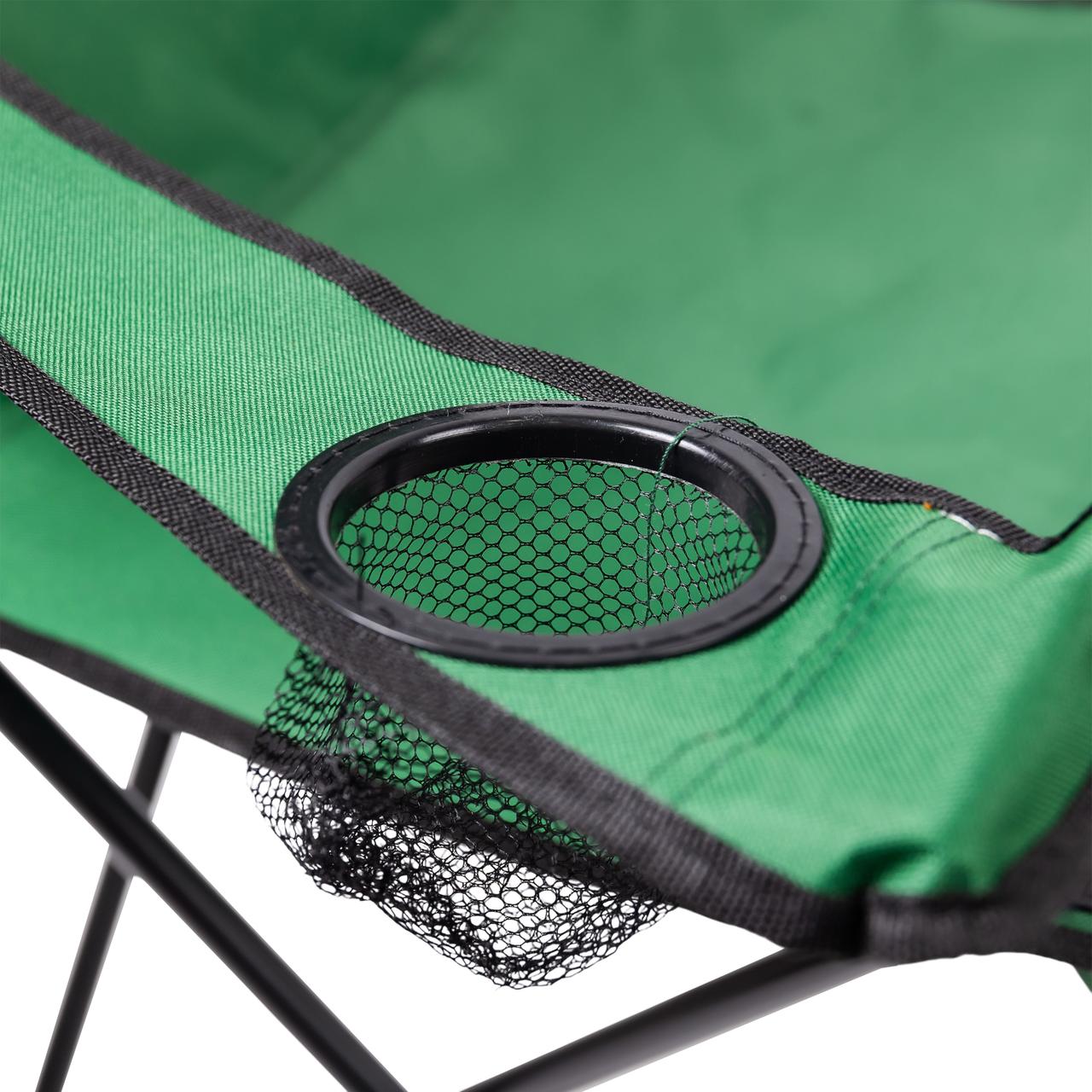 Крісло розкладне туристичне 50х80х80 см для відпочинку, пікніка, риболовлі з підстаканником Зелене SJ-0014GR - Зображення 9