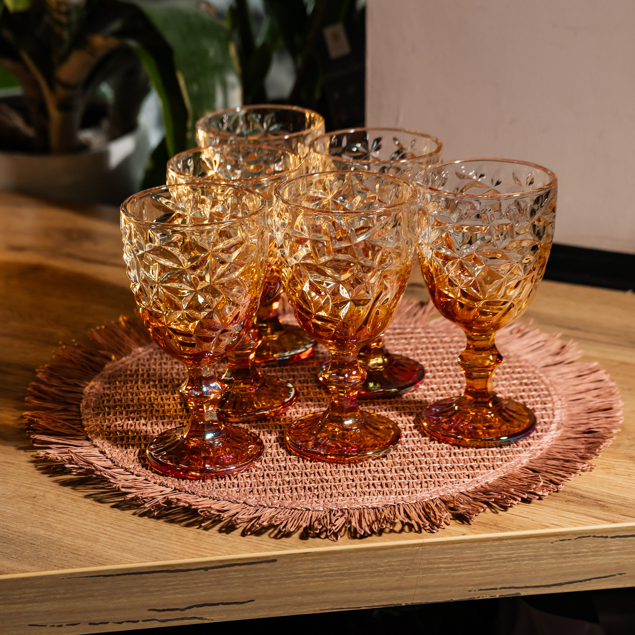 Набір келихів для вина 6 штук 340 мл на ніжці скляні Yiwu HP-19-189 - Зображення 3