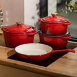 Набір чавунного посуду для приготування 3 каструлі та сковорода з емальованим покриттям Червоний HP-1-4 - Зображення 8