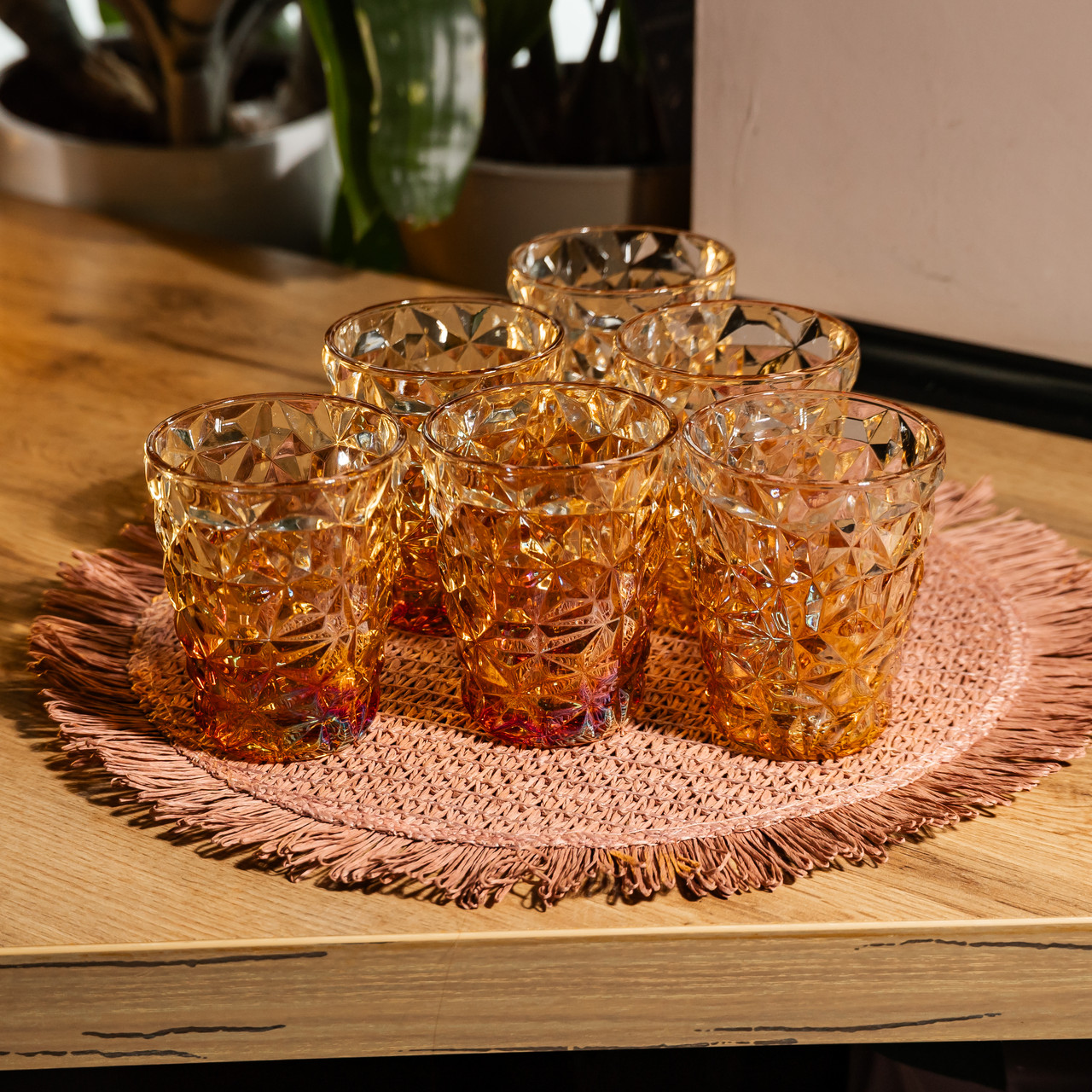 Набір скляних стаканів 6 штук 250 мл для напоїв Золотистий Yiwu HP-19-192 - Зображення 3