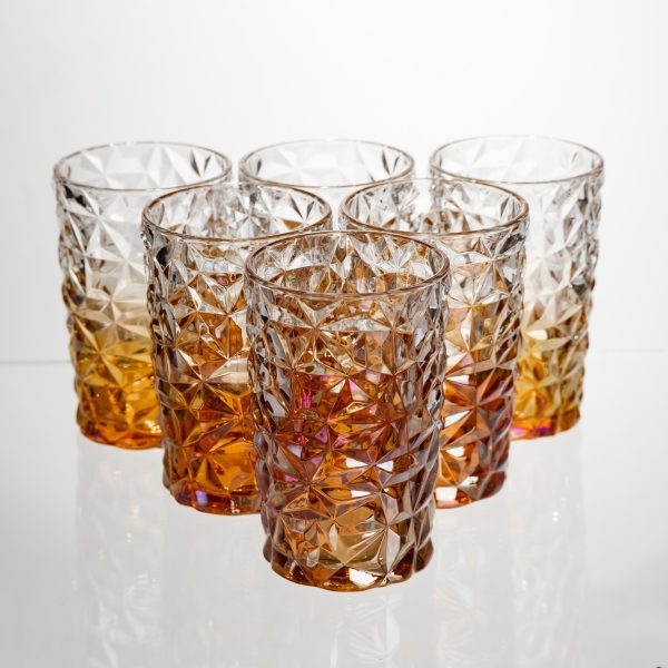 Набір скляних стаканів 6 штук 350 мл Золотистий Yiwu HP-19-191