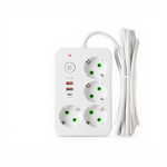 Мережевий фільтр-подовжувач 4 розетки 2xUSB-A 1xUSB-C 5м білий HP-5-47