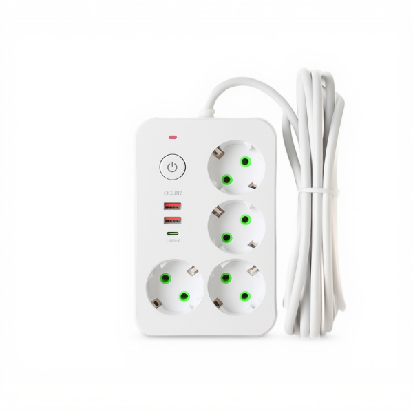 Мережевий фільтр-подовжувач 4 розетки 2xUSB-A 1xUSB-C 5м білий HP-5-47