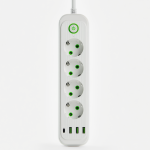 Мережевий фільтр-подовжувач 4 розетки 3xUSB-A 1xUSB-C 3м білий HP-5-37