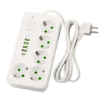 Мережевий фільтр-подовжувач 5 розеток 4xUSB-A 1xUSB-C 3м білий HP-5-49