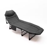 Шезлонг-ліжко розкладне регульоване 190х60 см для дачі кемпінгу сіре SJ-0125-190 - Зображення 3