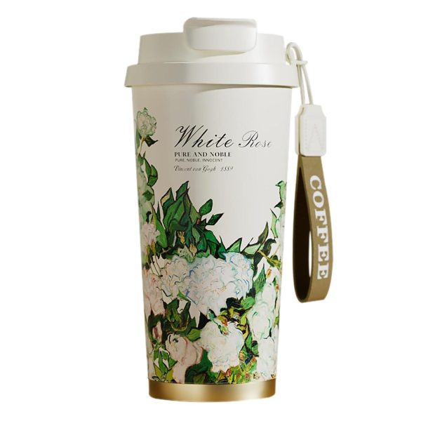 Термочашка 520 мл з трубочкою і подвійним відкриванням білий HP-FM-352-4