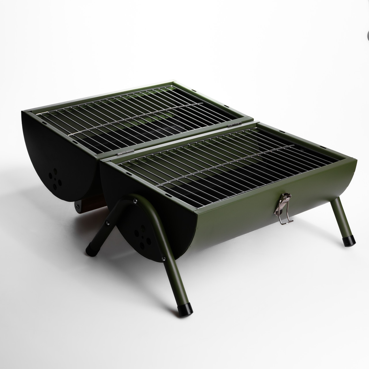 Вугільний гриль двосторонній портативний з решіткою 38x25x35 см зелений BQ-2 - Зображення 2