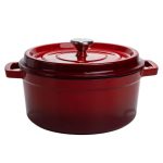Чавунна каструля емальована 3.5 л Ø24 см з кришкою HP-1-1-RED