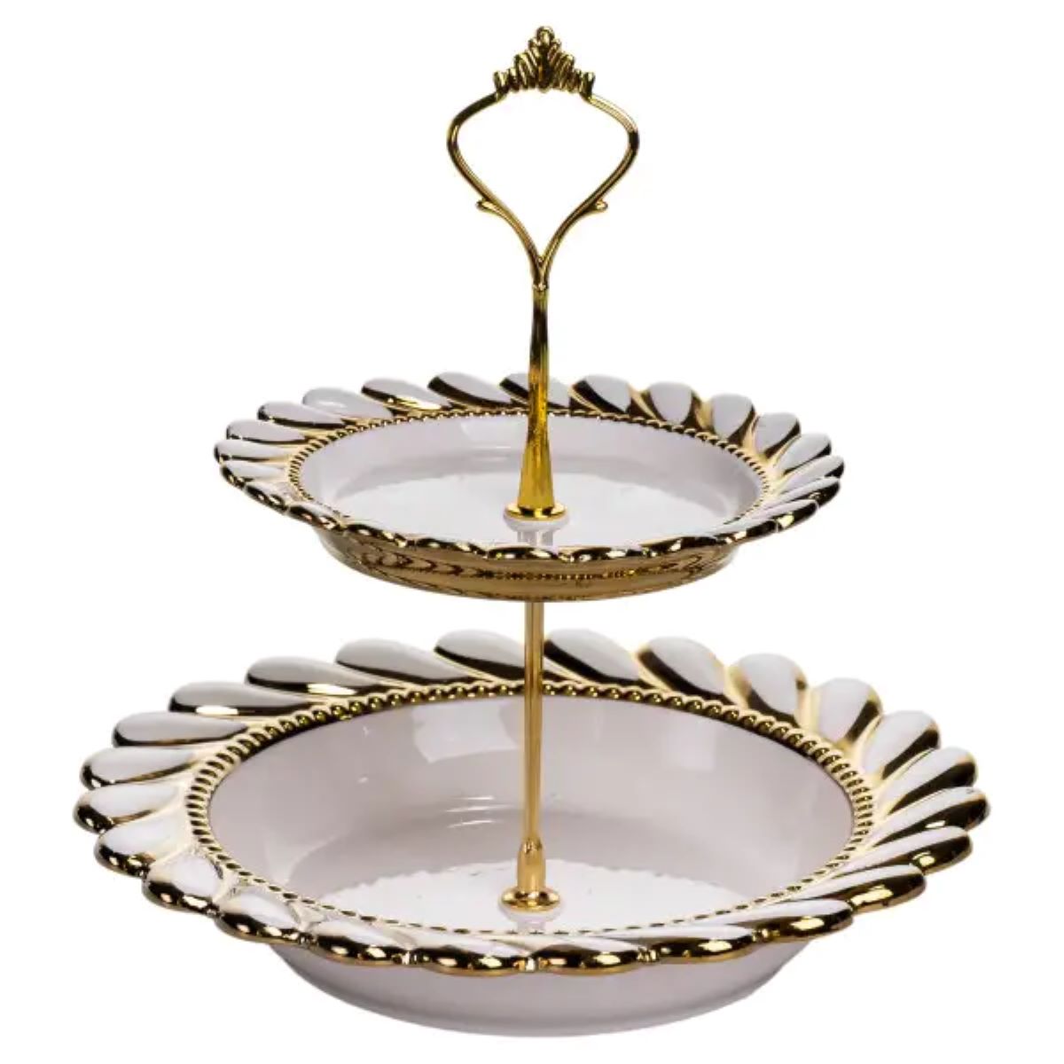 ml2087_2-600x600-1 Двоярусна фруктовниця Fiora Savoiardi 23х23х24 см, порцелянова, біла, стійка для закусок - Зображення 1