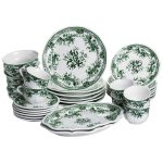 Столовий набір посуду 32 предмети на 6 осіб Vintage Elegant порцеляновий Зелений YY78-7A