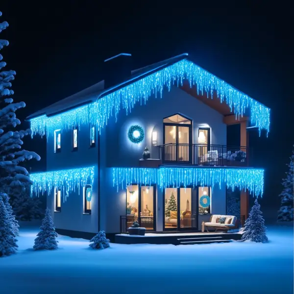 Вулична гірлянда «Бахрома» 50 м, 840 LED, чорний провід, синій - Зображення 1